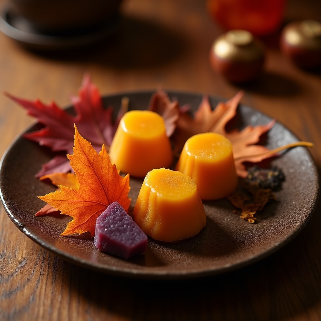 栗と紅葉をモチーフにした秋の和菓子