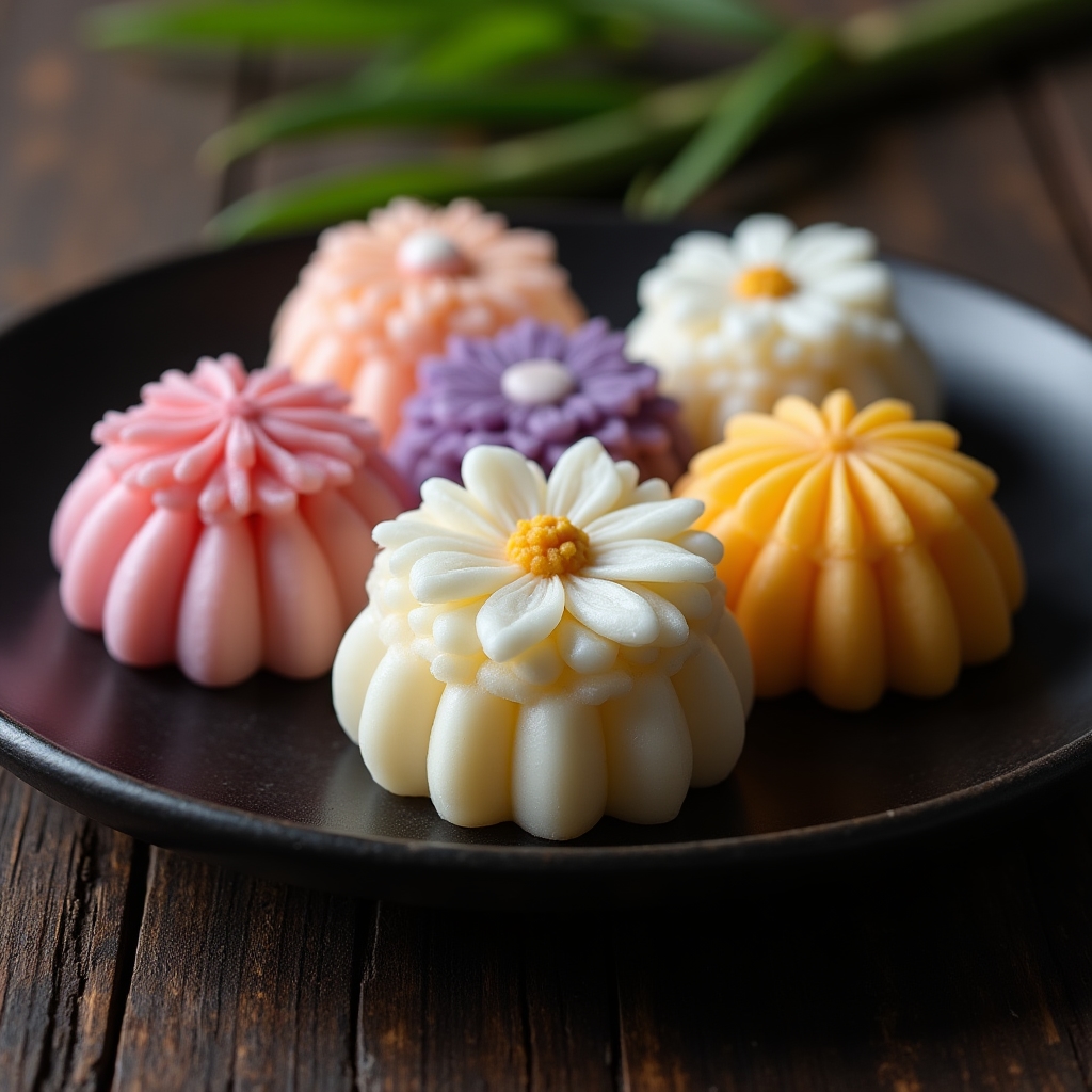 季節の花をモチーフにした練り切りの美しい盛り付け