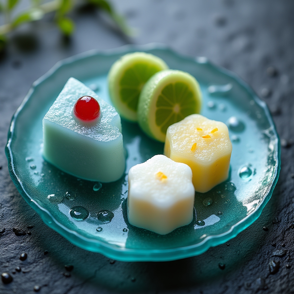抹茶と寒天を使った夏の涼しげな和菓子